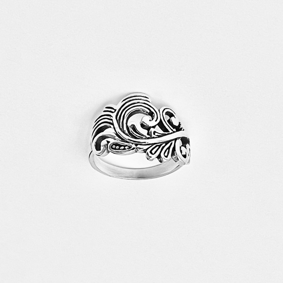 Sterling Silver Swirly Leaf Ring, Statement Ring, Tree Rings, Swirl Tree Leaves - Picture 6 of 14